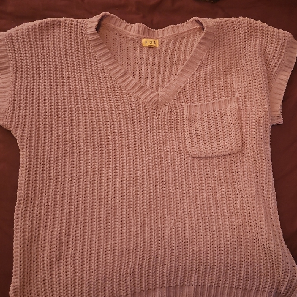 POL Women's V-Neck Sweater in Lavender